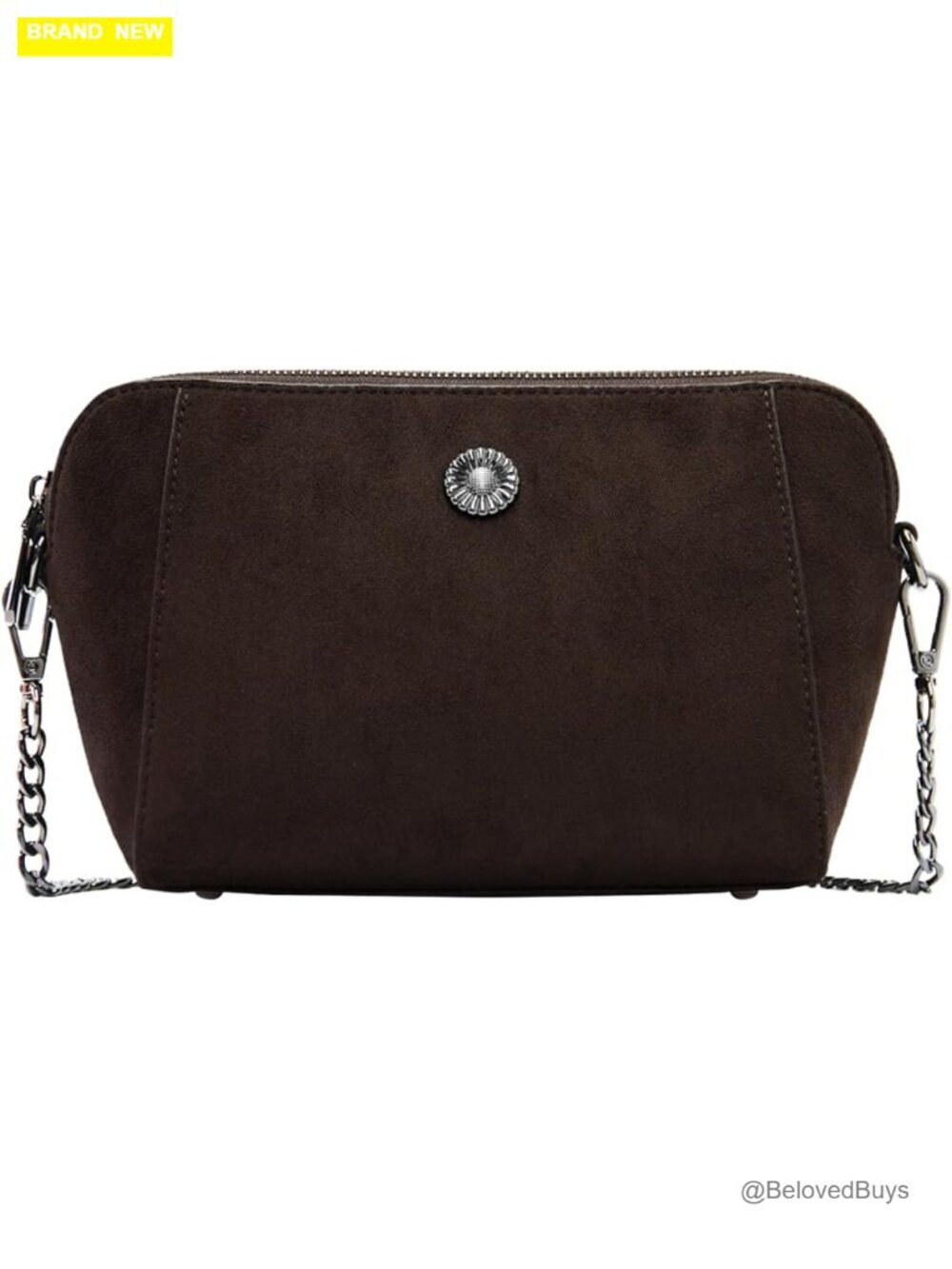 Faux Suede Crossbody Bag with Adjustable Strap